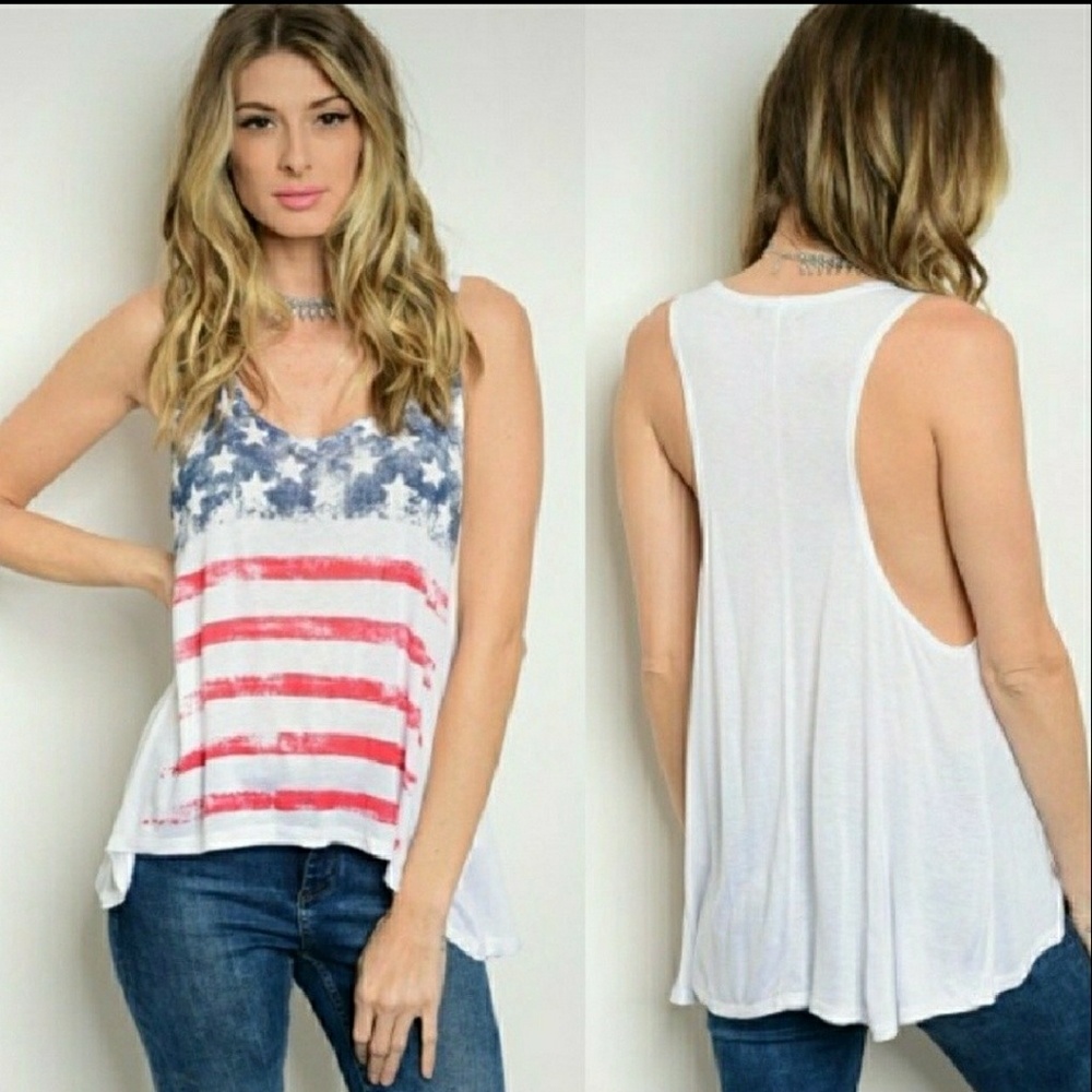 🎊HP Fresh Fashion Finds🎊 Flag Cotton Tank